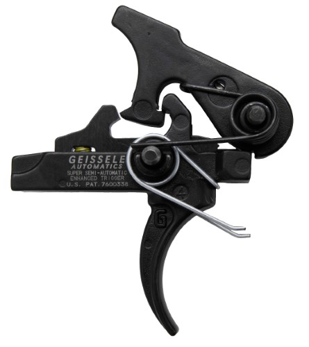 Geissele Automatics Super Semi-Automatic AR-15 Enhanced Trigger, Curved, 3.5 Lb Pull, Black, 05-160