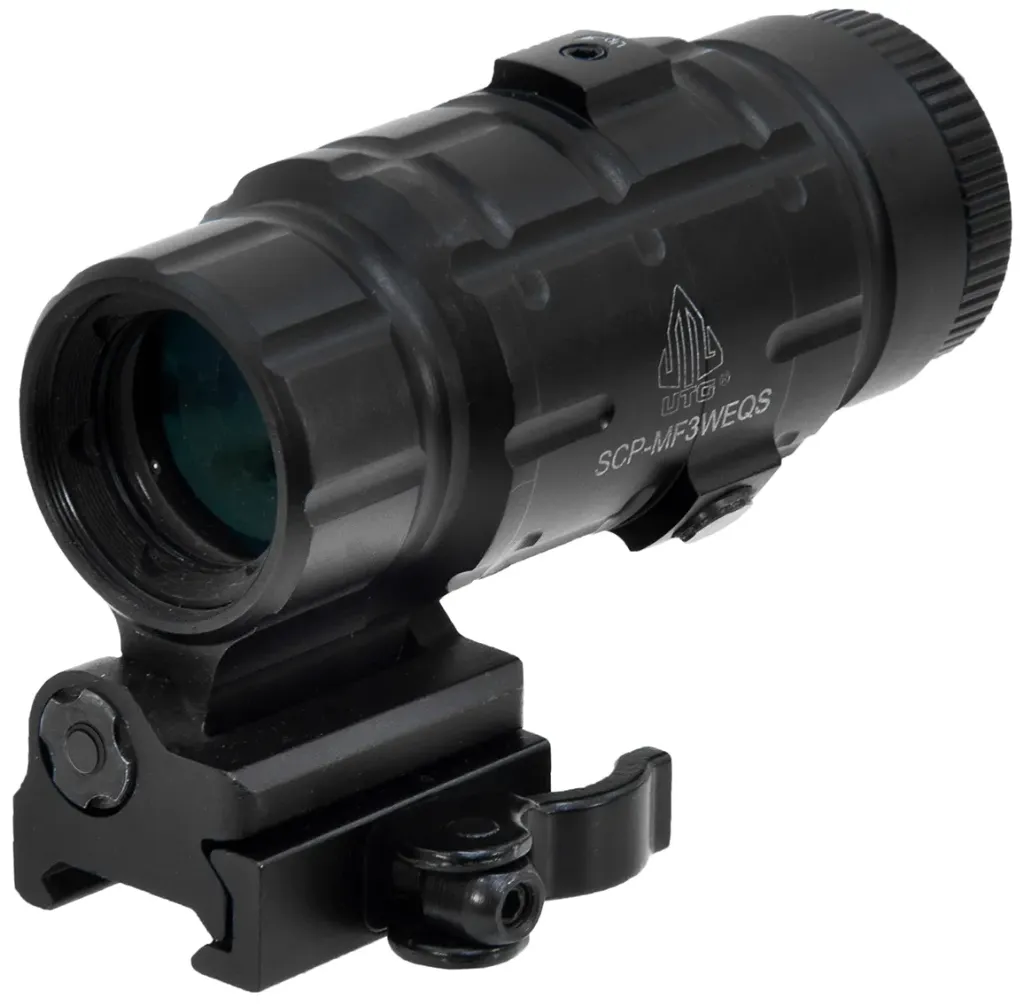 [SCP-MF3WEQS] UTG® 3X Magnifier with Flip-to-side QD Mount, W/E Adjustable - SCP-MF3WEQS