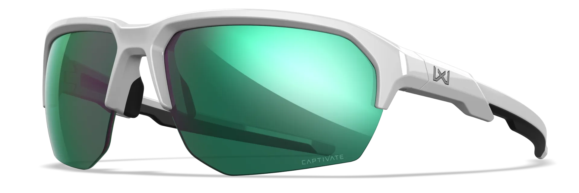 Wiley X WX JAKL CAPTIVATE™ Polarized, Green Mirror, Polished White Frame - CHJKL07