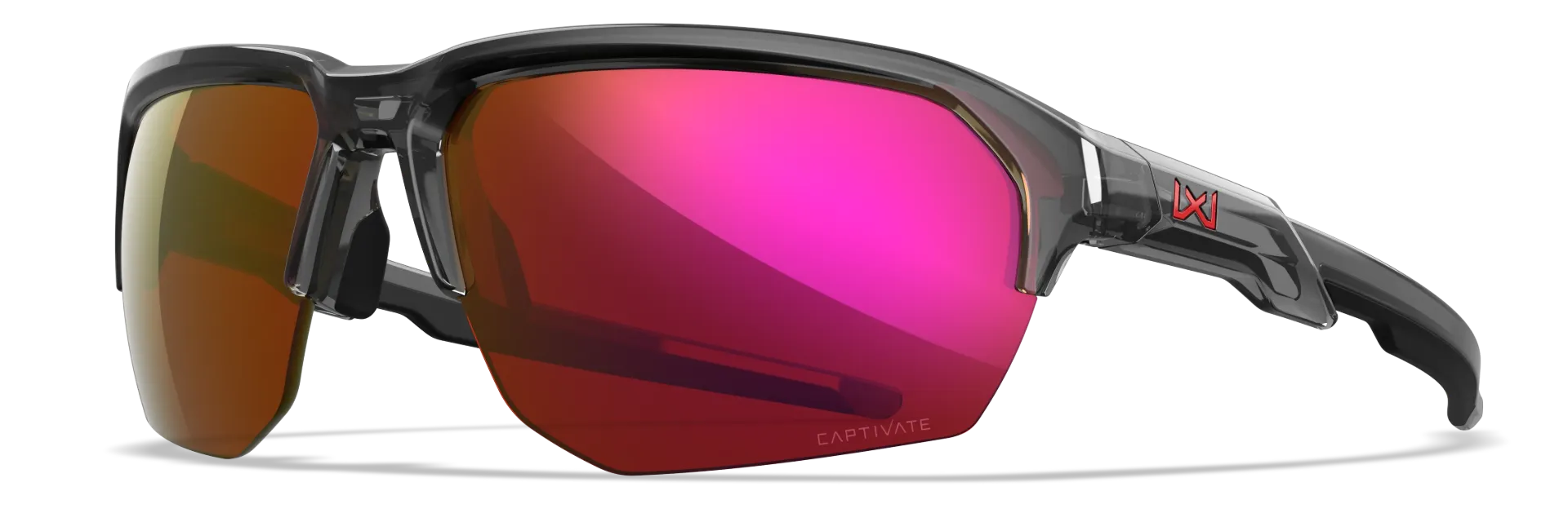 Wiley X WX JAKL CAPTIVATE™ Polarized Red Mirror, Gloss Crystal Grey Frame - CHJKL06