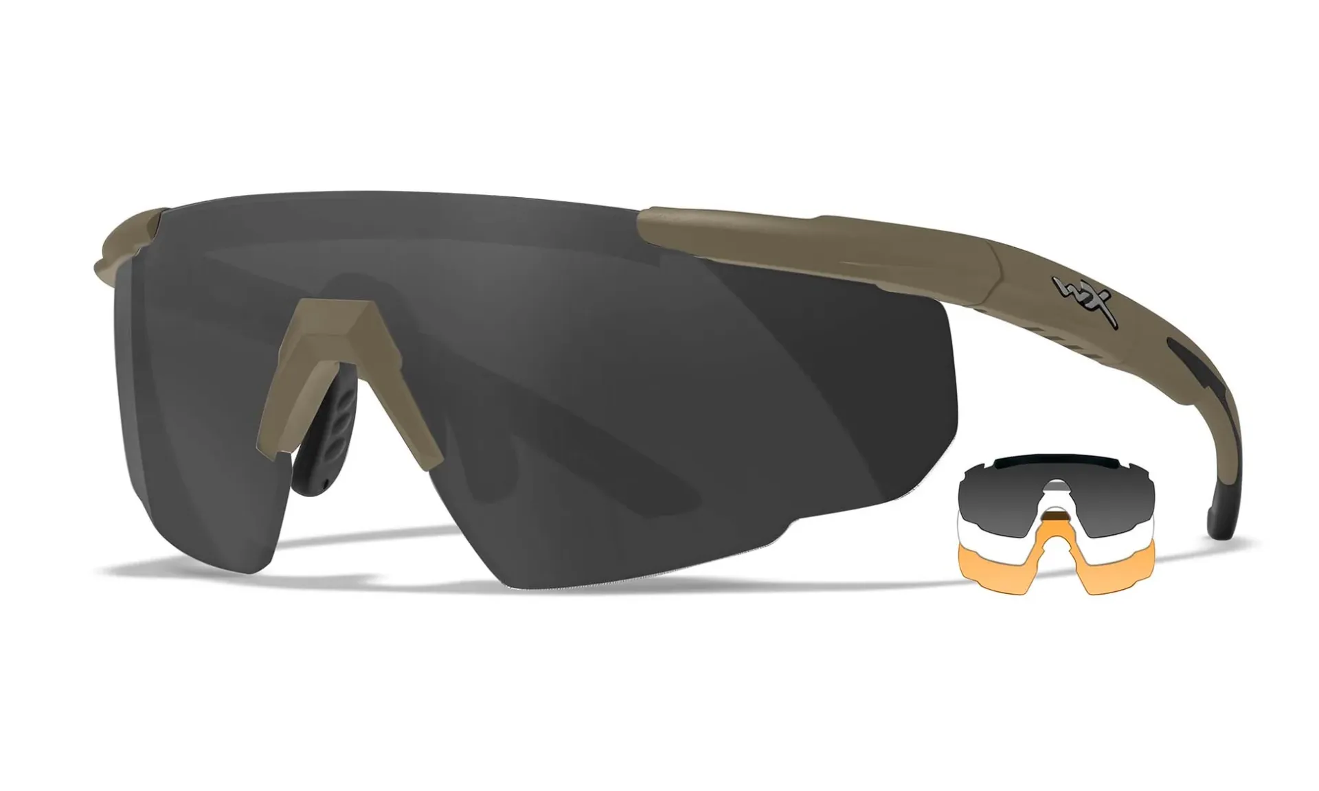 Wiley X SABER ADVANCED Grey/Clear/Rust Lenses - Tan Frame - 308T