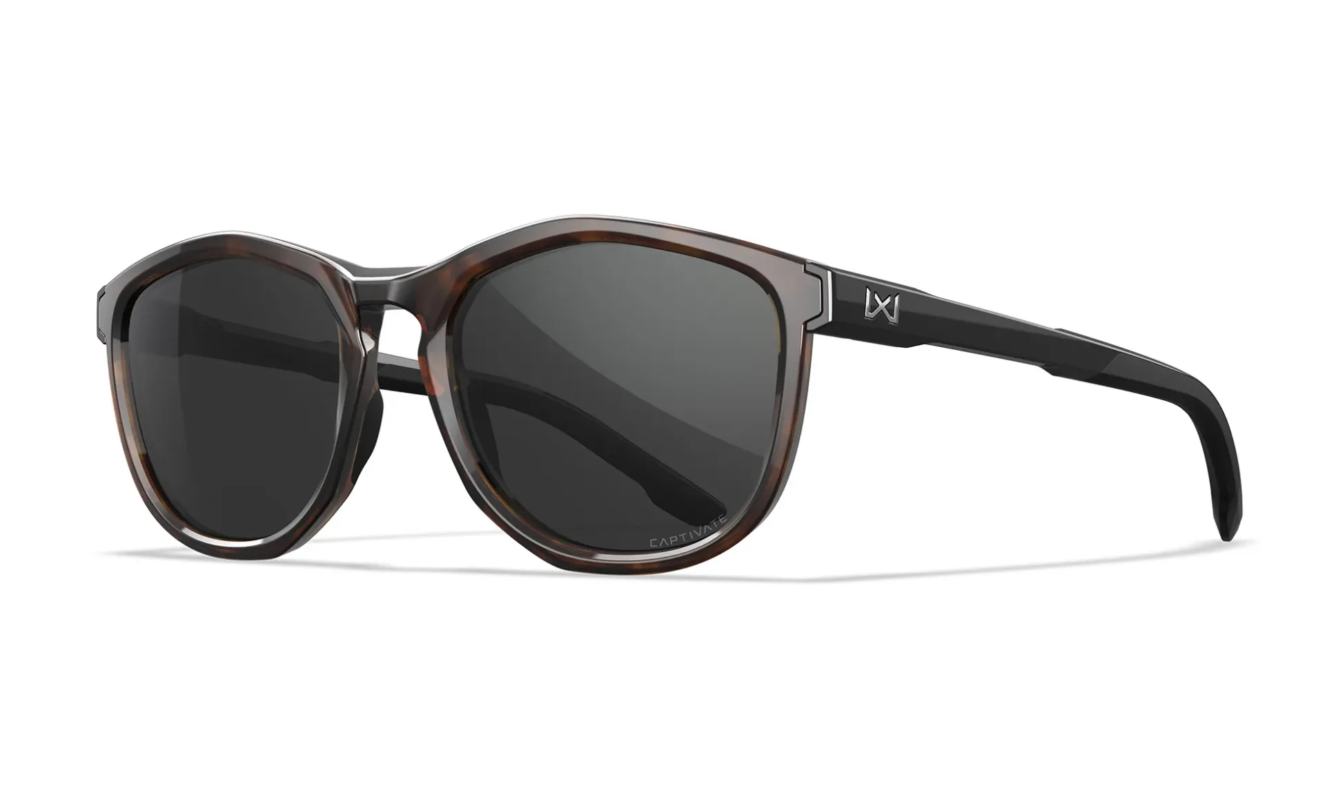 Wiley X Bravo- Captivate Polarized Grey Lenses - Gloss Tortoise/Gloss Black Frame - AC4BRV02